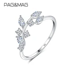 Женские кольца на палец PAG  MAG, серебряные кольца из стерлингового серебра 925 пробы с цирконием в виде оливкового листа, модные ювелирные изделия, обручальные кольца
