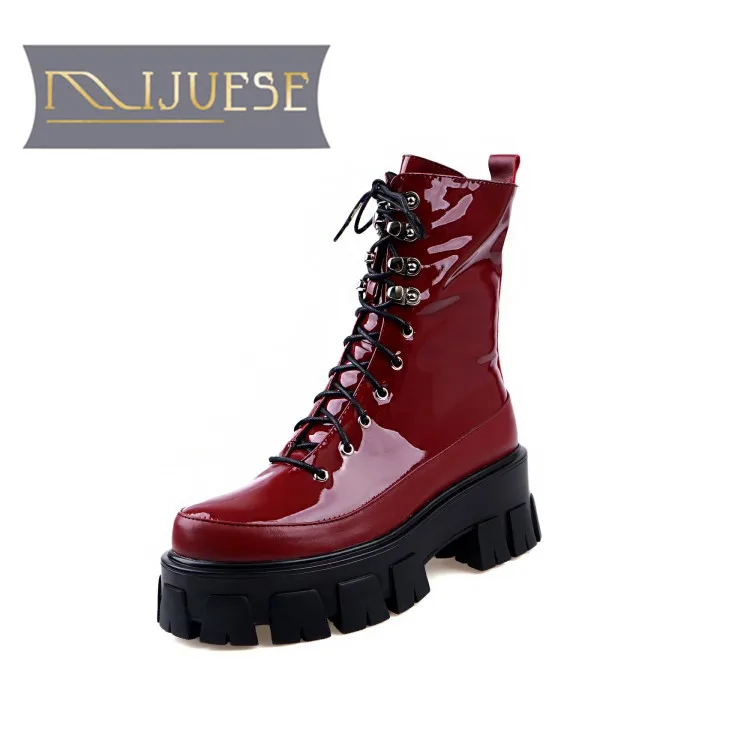 MLJUESE/2021 Женские ботильоны из коровьей кожи Зимние короткие плюшевые ботинки с