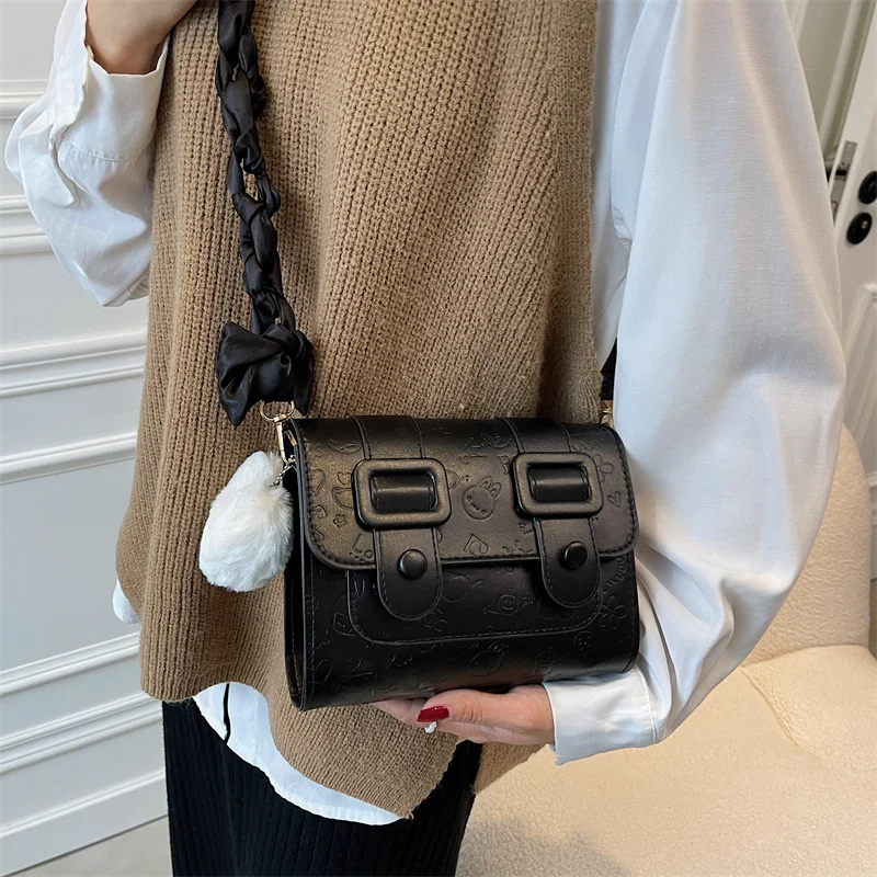 

Fashion Texture Small Square Bag New Autumn Small Bag Women's Bag Embossed Women's Single Shoulder Bag Messenger Bag