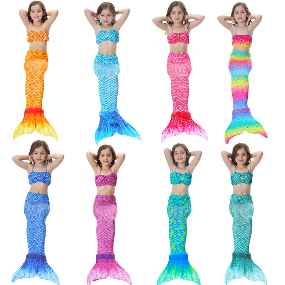 3 шт./комплект детский купальник-бикини с хвостом русалки |