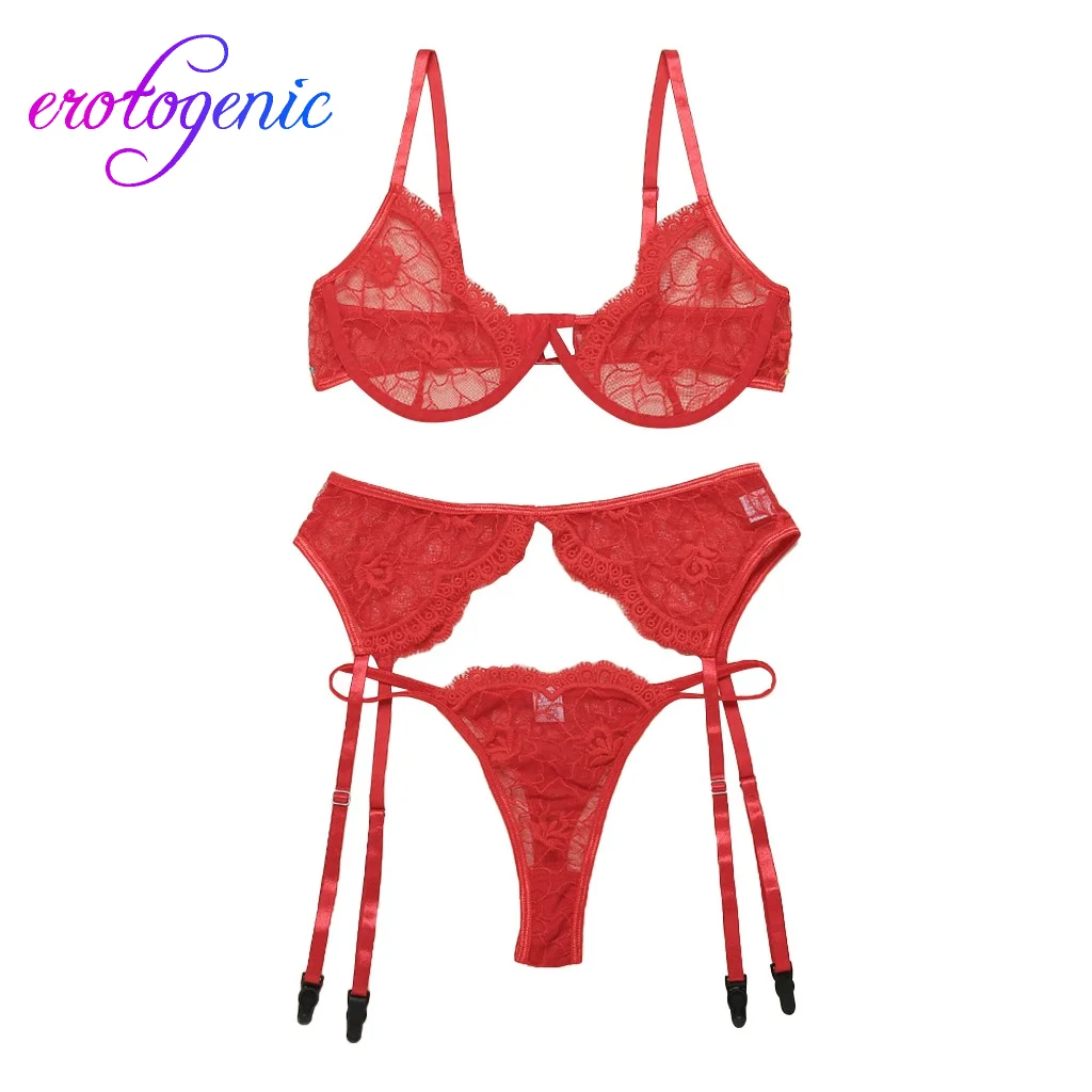 Комплект нижнего белья эротическое Новое Женское цветочное кружевное нижнее