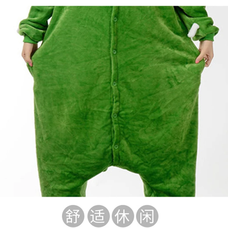 

Men Women Couples Siamese Cartoons Animal Pajamas Child Lovely Green One-eyed Monster Hooded Flannel Winter Thicken Home Clothes