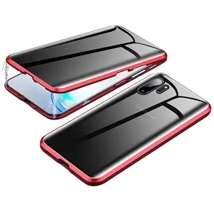 Red Конфиденциальности магнитное закаленное стекло чехол для samsung A50 A70 Galaxy S8 S9 S10 S10e Plus, Note 8, 9, 10, металлический кошелек Флип Ретро мягкий чехол для телефона протектор - Цвет: Red