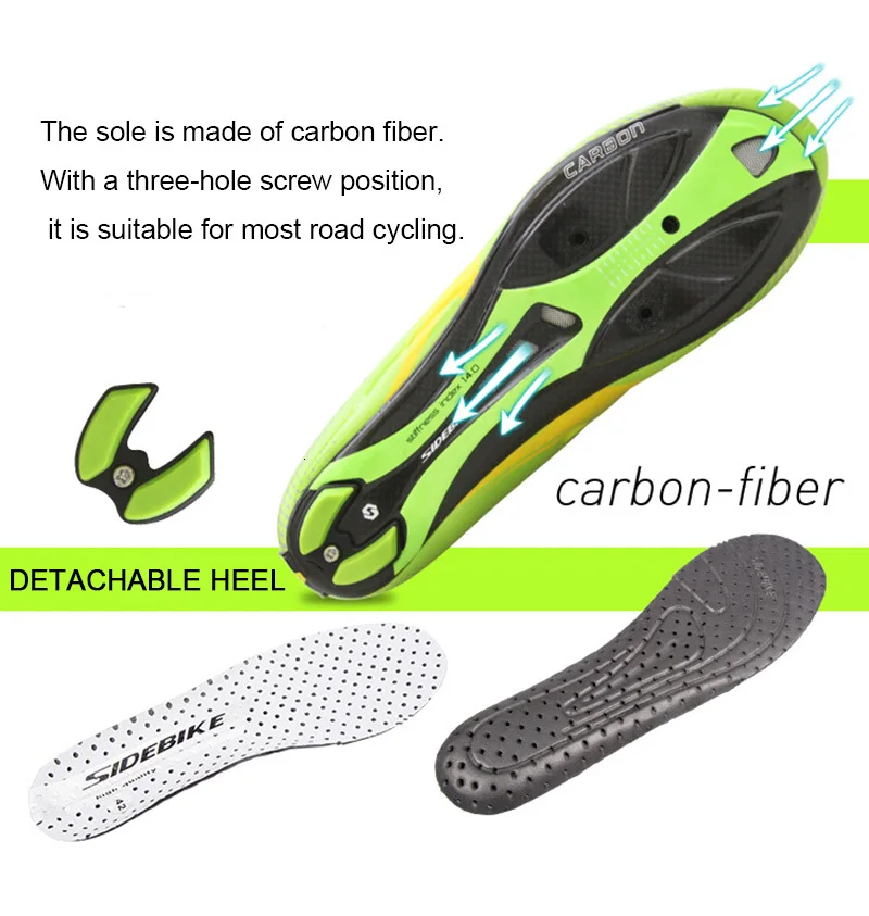 Sidebike/велосипедная обувь из углеродного волокна; Ультралегкая обувь для шоссейного велосипеда; дышащие кроссовки; велосипедная обувь Zapatilla De Ciclismo