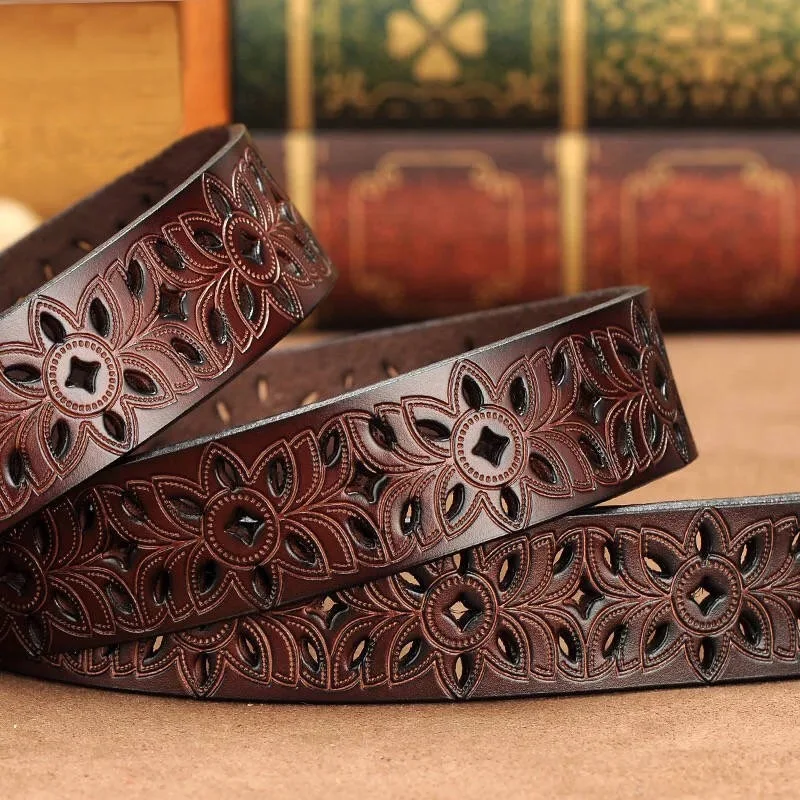 

Genuine Leather Belts for Women Second Layer Cowskin Woman Belt Vintage Pin Buckle Strap Jeans