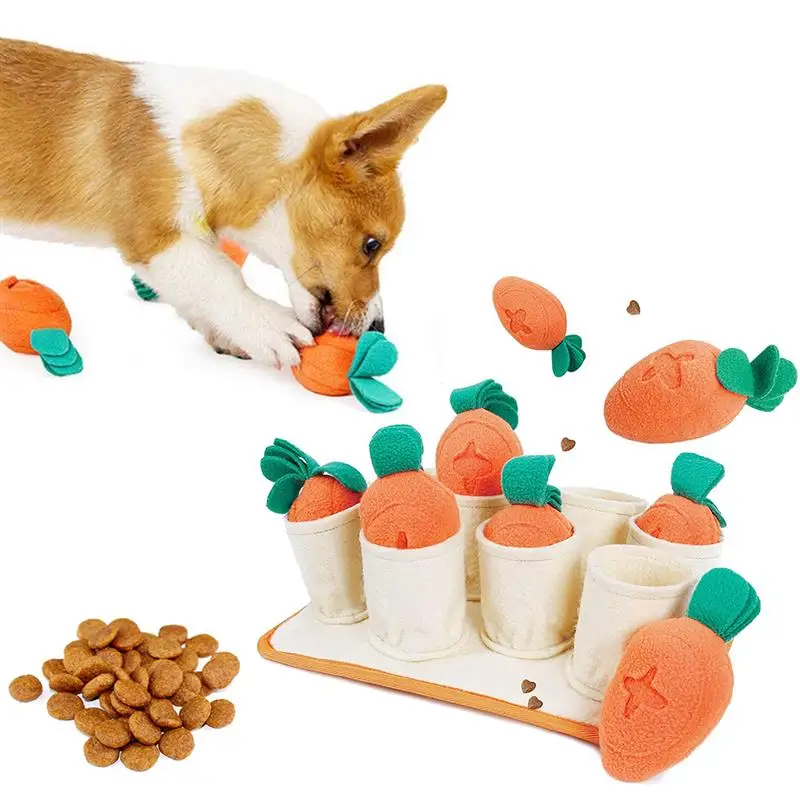

Carrot Dog Toys Slow Feeding Snuffle Mat Food Foraging Training Slow Dispensing Feeder Puzzle Puppy Training Toys Pet Supplies