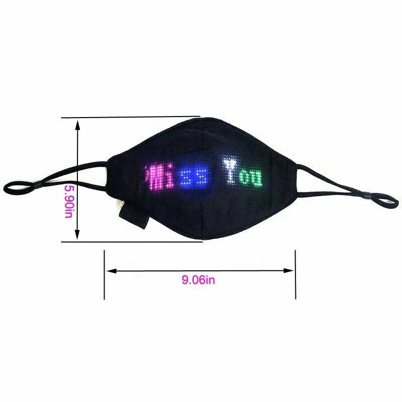 

Hot Bluetooth LED Programmable Face Cover Custom Sign USB Rechargeable for Halloween MVI-ing