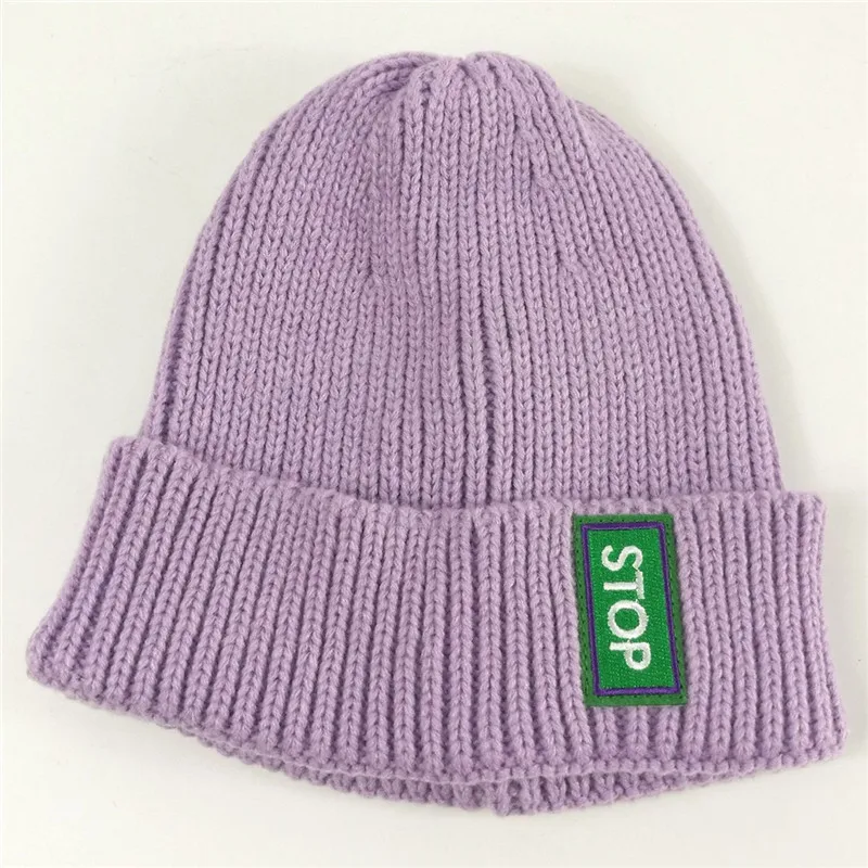 Шапка с вышивкой и надписью stop осенне-зимняя вязаная шапка для мужчин женщин