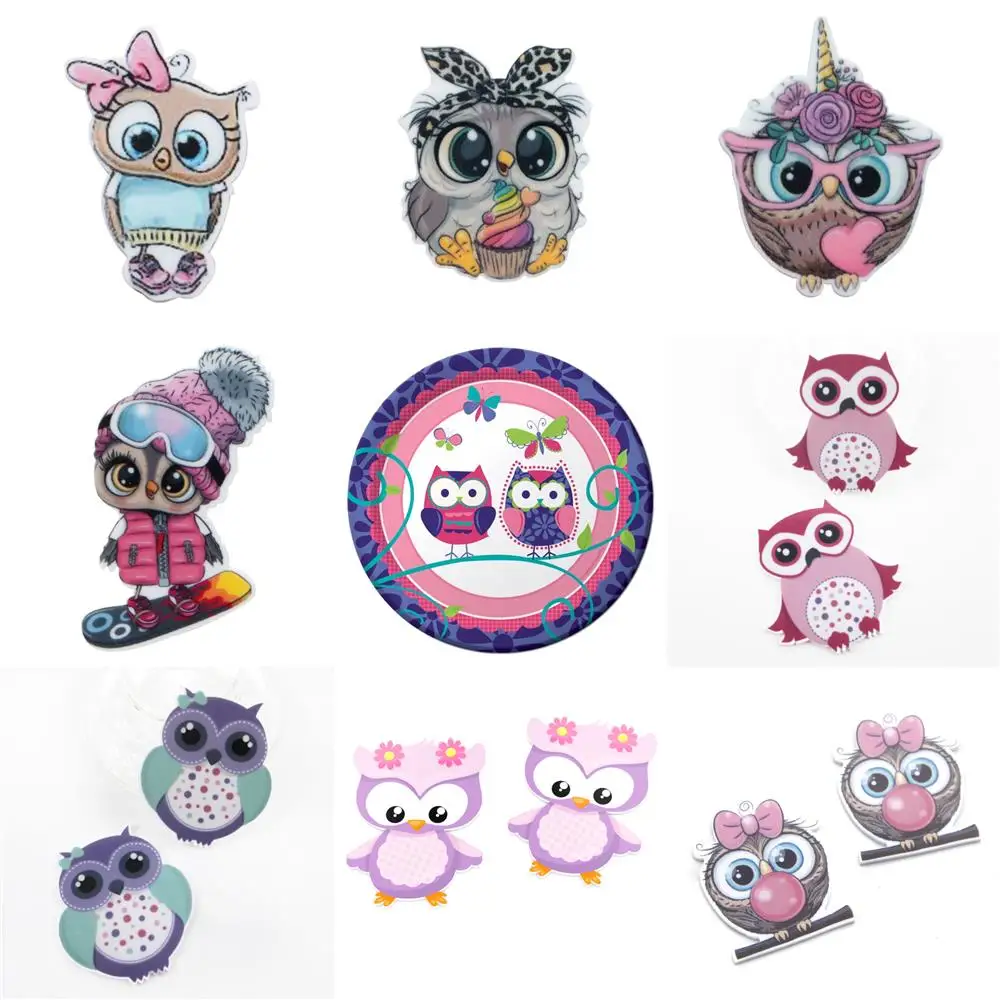 Акриловые товары для творчества в виде милой совы на Хэллоуин плоская задняя