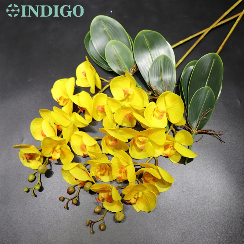 Индиго DIY цветок аранжирование желтый моли орхидеи (1 комплект) Настоящее