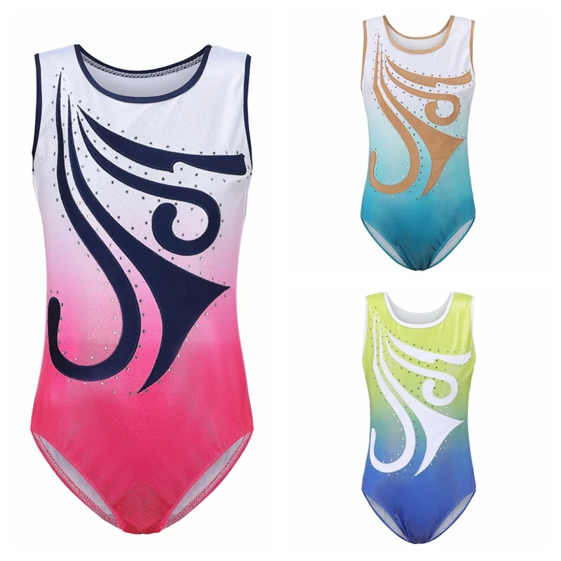 

Girls Sleeveless Gymnastics Leotard One-Piece Children Ballet Dance Wear Kids Training Dancewear Practice Bodysuit H7