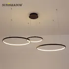 Минималистичная современная светодиодная люстра, Подвесная лампа 406080 см, 3 круга, освещение для фойе, гостиной, столовой, кухни