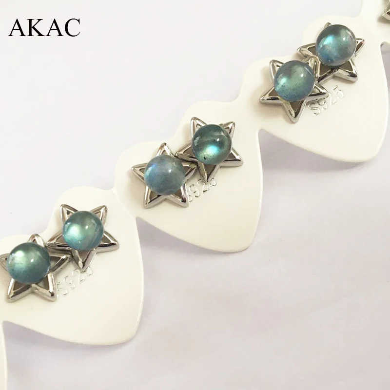 3 пары/компл. AKAC серьги из натурального Лабрадорита в форме звезды женские