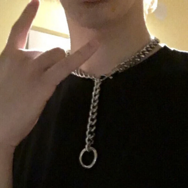 1x Панк Сплав готический рок круглый металлическая цепочка колье воротник