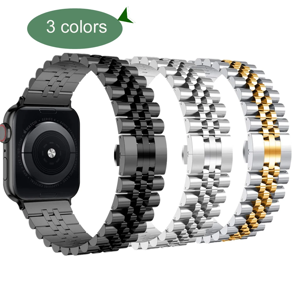 Браслет из нержавеющей стали для apple Watch Band Series 5 6 SE 44 мм 40 мужской звеньевой
