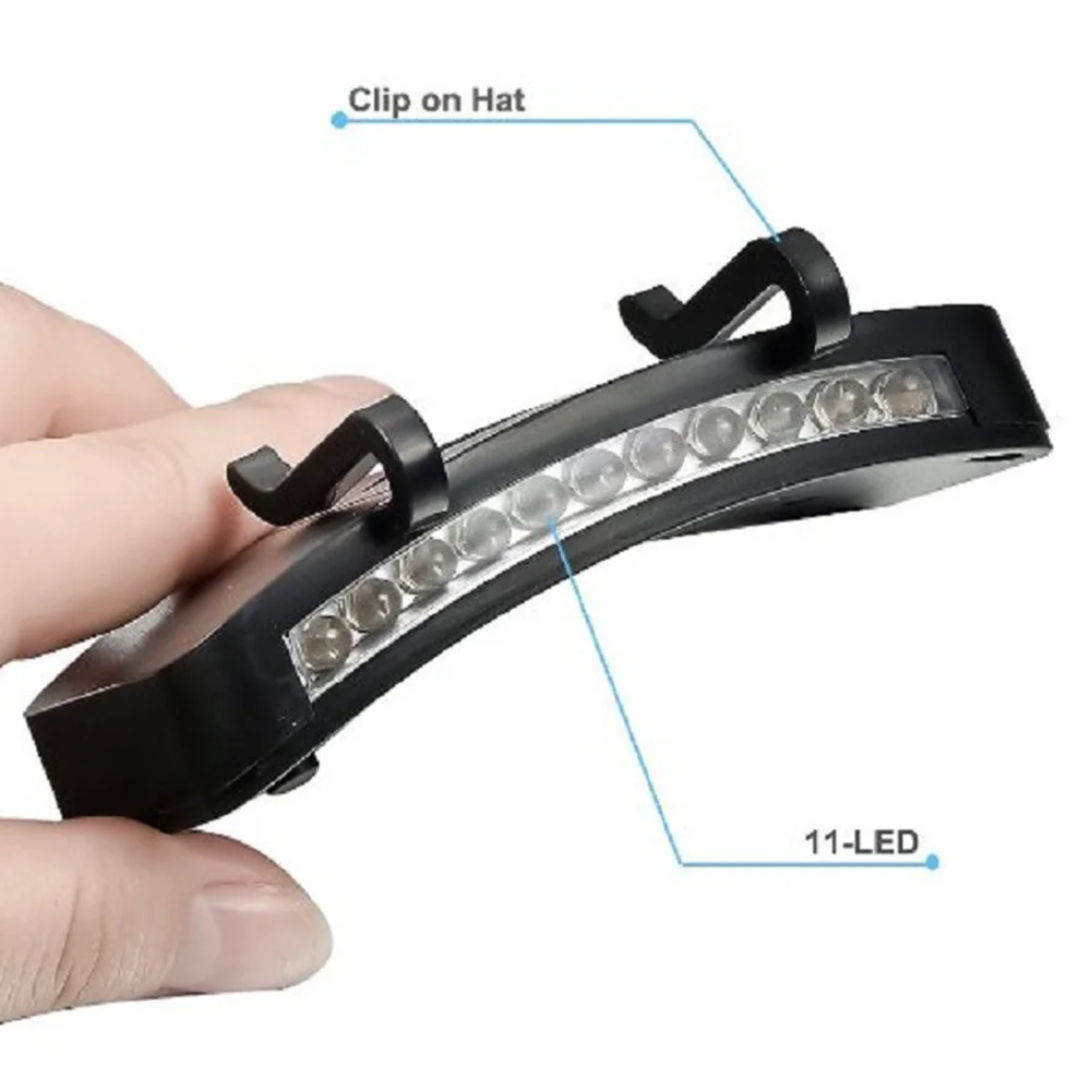 

11 LEDs Cap Clip Light Portable Fishing Headlight HeadLamp Flashlight Clip on Hat Light For Night Fishing Camping Hiking Product