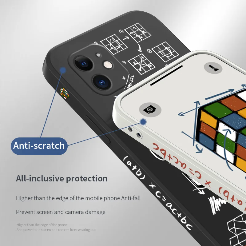 Turnkey lens  Cube Phone Case For iPhone 12 13 Pro Max 11 X XS  XR XSMAX SE2020 8 8Plus 7 7Plus 6 6S Plus Liquid Silicone Cover