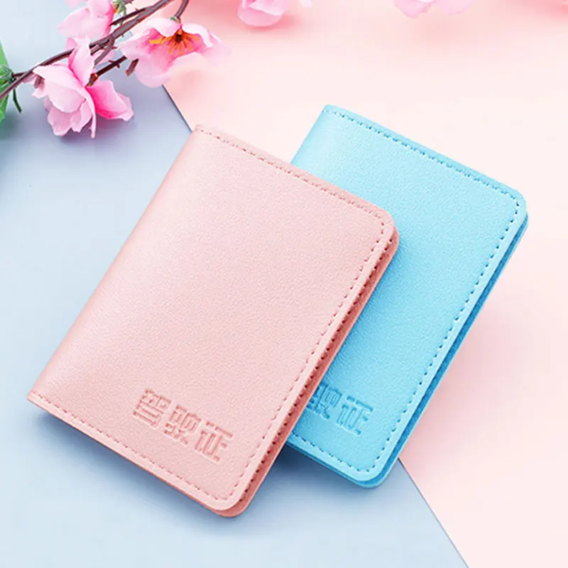 

Driver License Holder Pu Leather Cover for Car Driving Documents Business ID Pass Certificate Folder Wallet Pink White Card Bags