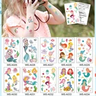 Временные татуировки для вечерние, 10 видов, Мультяшные, Русалка, наклейки для тела, милые, детские, одноразовые, tatouage temporaire