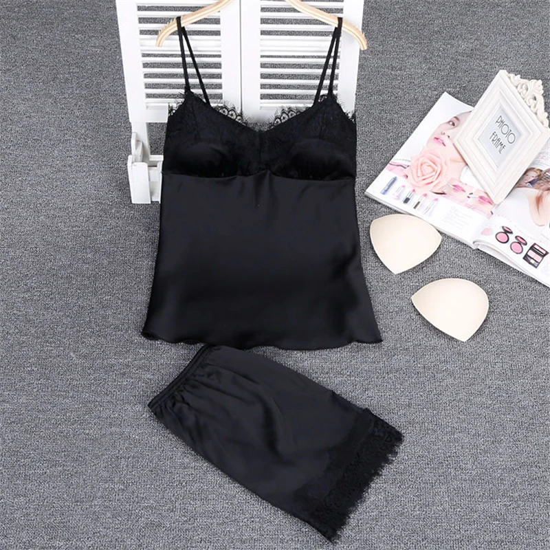 Сексуальный кружевной женский пижамный комплект с v образным вырезом летняя