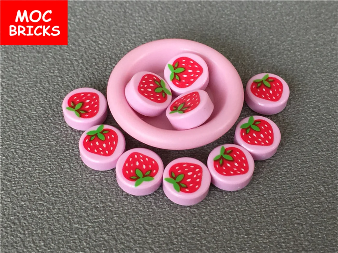 10pcs/lot MOC Bricks Food Round Dish 3X3 6256 bone sugar Sstrawberry Sushi crab DIY Educational Compatible Building Blocks | Игрушки и