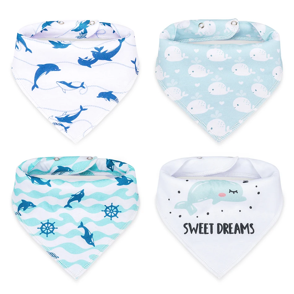 

4 шт./партия, Детские треугольные хлопковые Слюнявчики с изображением животных, бренд burp, Нагрудник слюнявчик полотенце