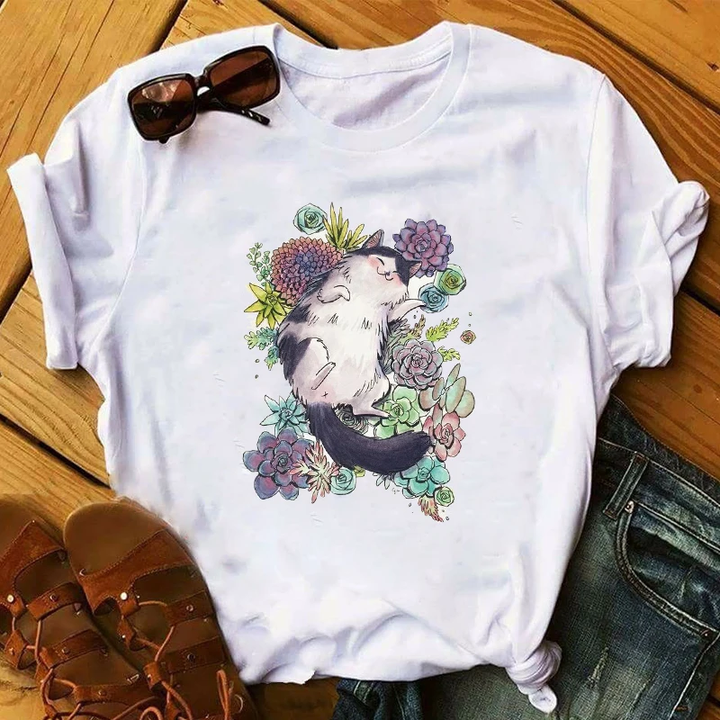 

Ladies Graphic Tshirts Female Tee T-Shirt Women 2020 Printed Flower Fashion Vintage T Shirt Womens Top Aesthetic Clothes