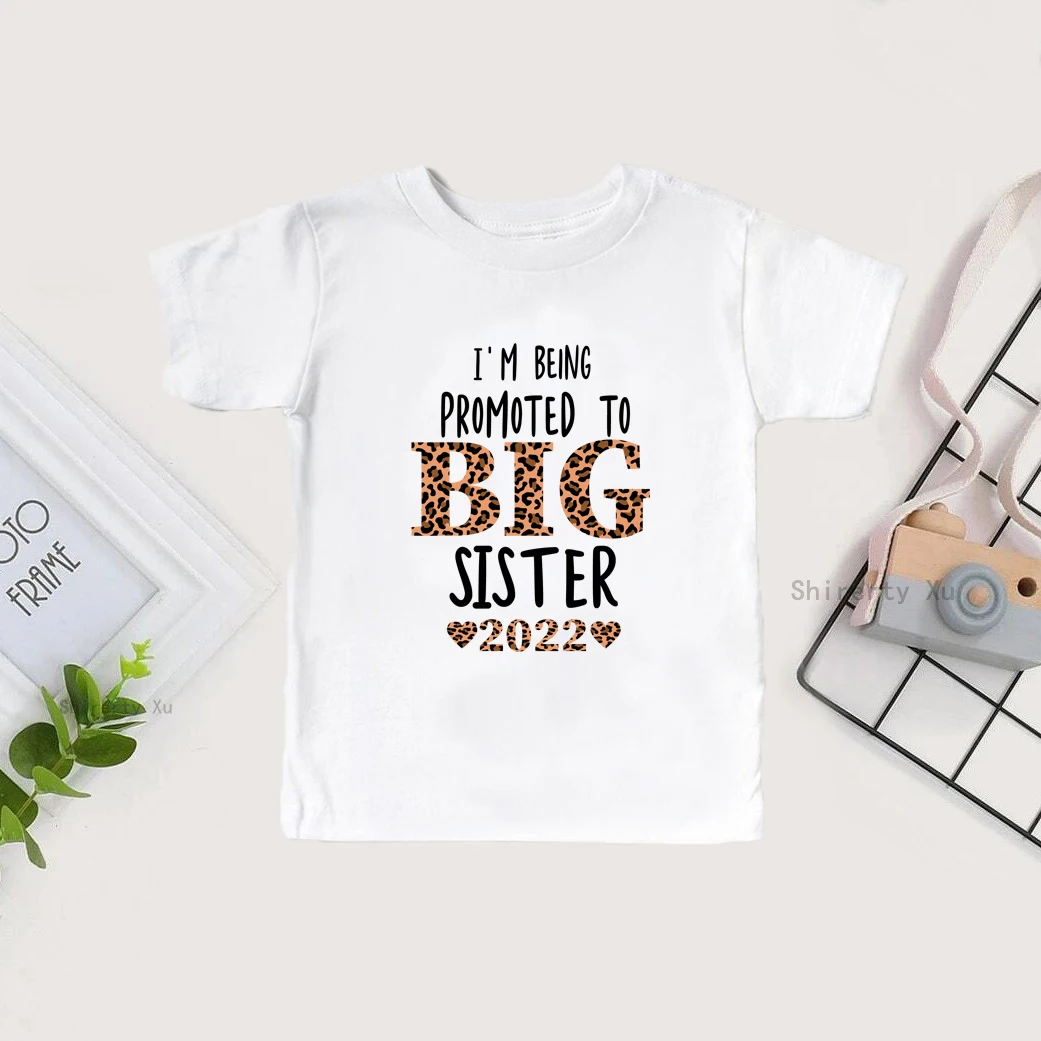 

I'm Being Promoted To Big Sister 2022 Print Girls T shirt Announcement Casual Kids Clothes Cotton Baby Children T-shirts Tops