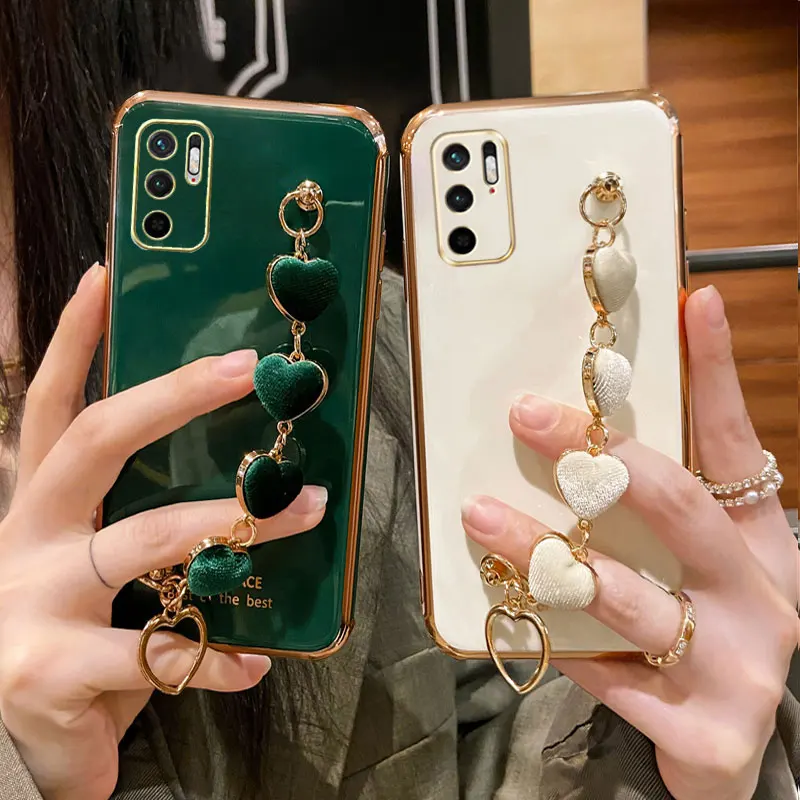 

Silicone Cover For OPPO A94 Case luxury Plating Bracelet Chain Case OPPO A94 A95 A74 A54 A55 A91 A93 A15 A16 F17 F19 pro + Cover