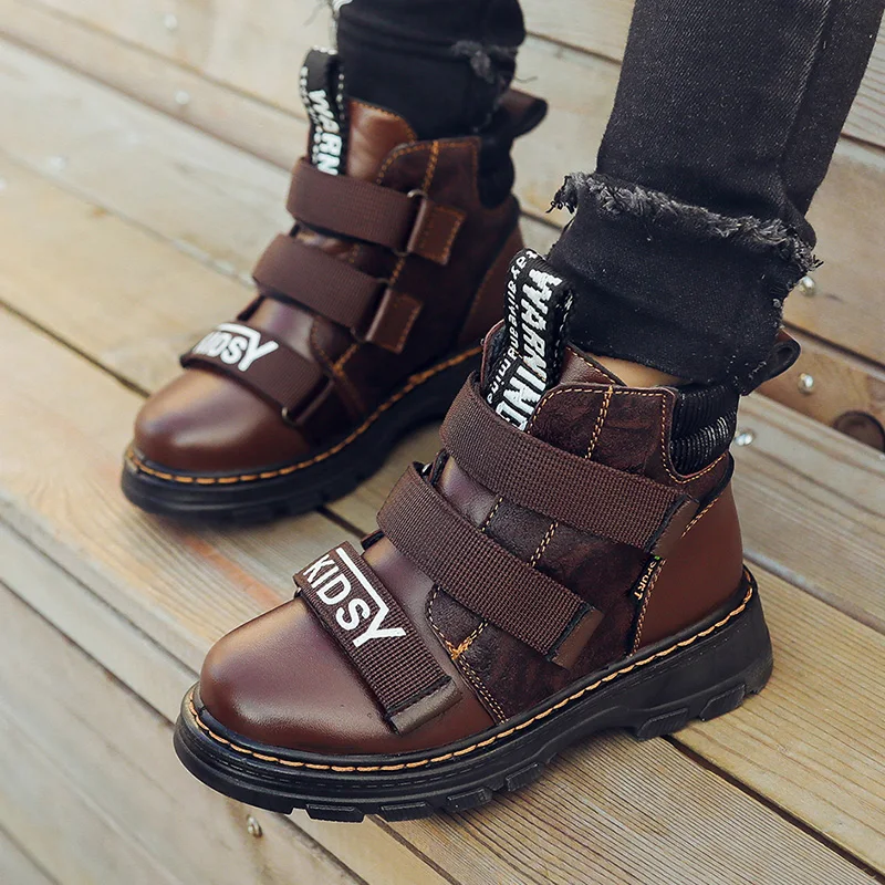 Лидер продаж модные зимние Ботинки martin для мальчиков Детские уличные ботинки из