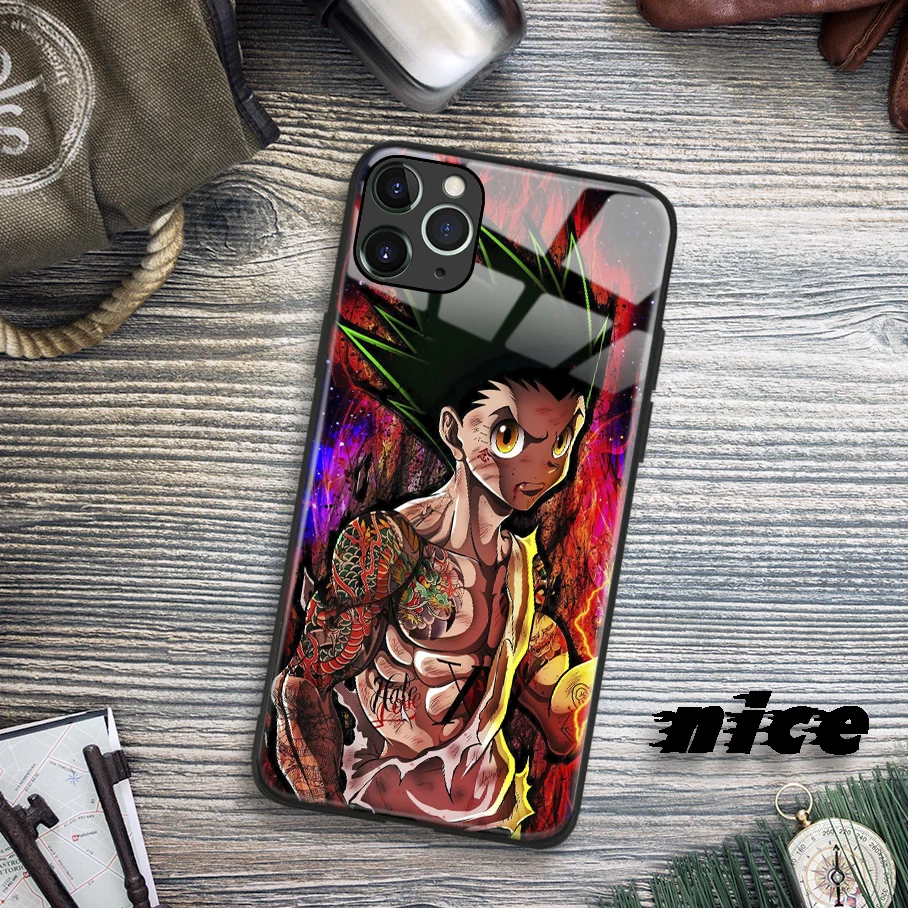 Freecss Gon Hunter X стеклянный Мягкий силиконовый чехол для IPhone SE 6 7 8 Plus XR XS 11 12 Mini Pro Max |