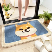 shiba inu cartoon carpet doormat bath rug soft plush water absorption akita dog carpet toilet door bathroom anti skid pad
