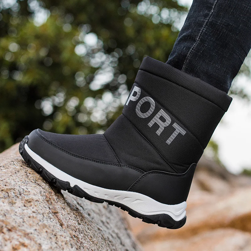 2022 модные зимние ботинки для снега повседневные мужчин обувь плюшевая