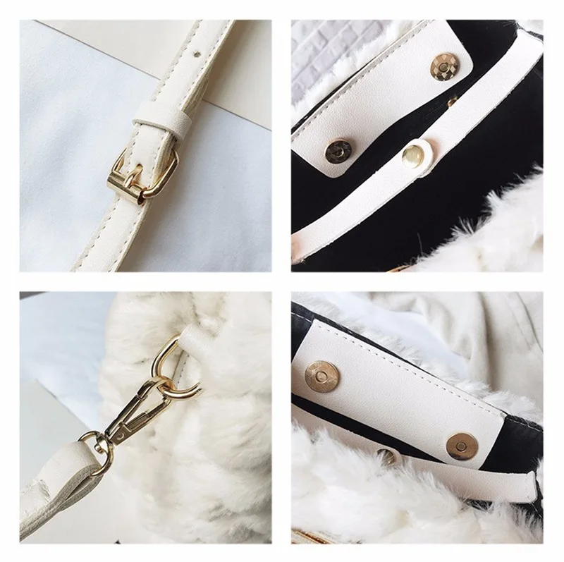 

2020 New Women Winter Faux Fur Shoulder Bag Handbag Lady Soft Handbag Female Party Small Girls Tote Bag Christmas Gift