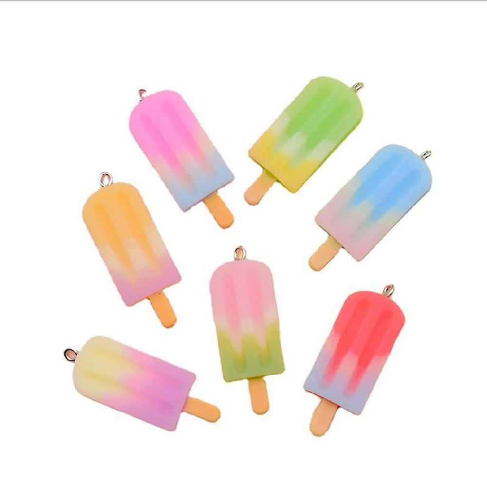 

Yamily 10pcs/42*15mm Resin Simulation Gradient lolly Charms Ice Cream Pendant For Earring Necklace KeyChain Diy Jewelry Making