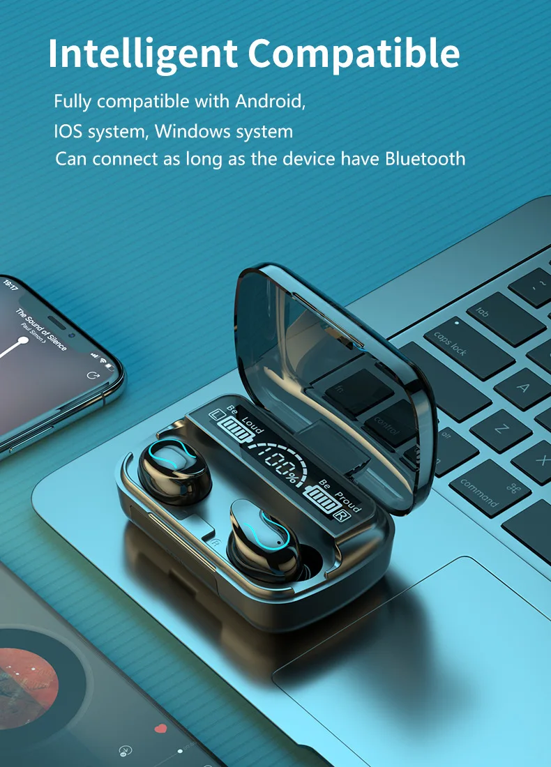 

TWS Bluetooth 5.1 Earphones 2000mAh Charging Box Wireless Headphone 9D Stereo Sports Waterproof Earbuds Headsets With Microphone