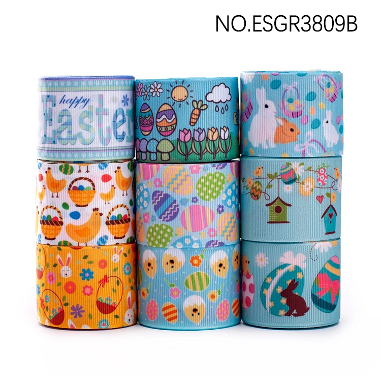 Пасхальный кролик мультфильм корсажная лента теплопередача печать 5 ярдов 1
