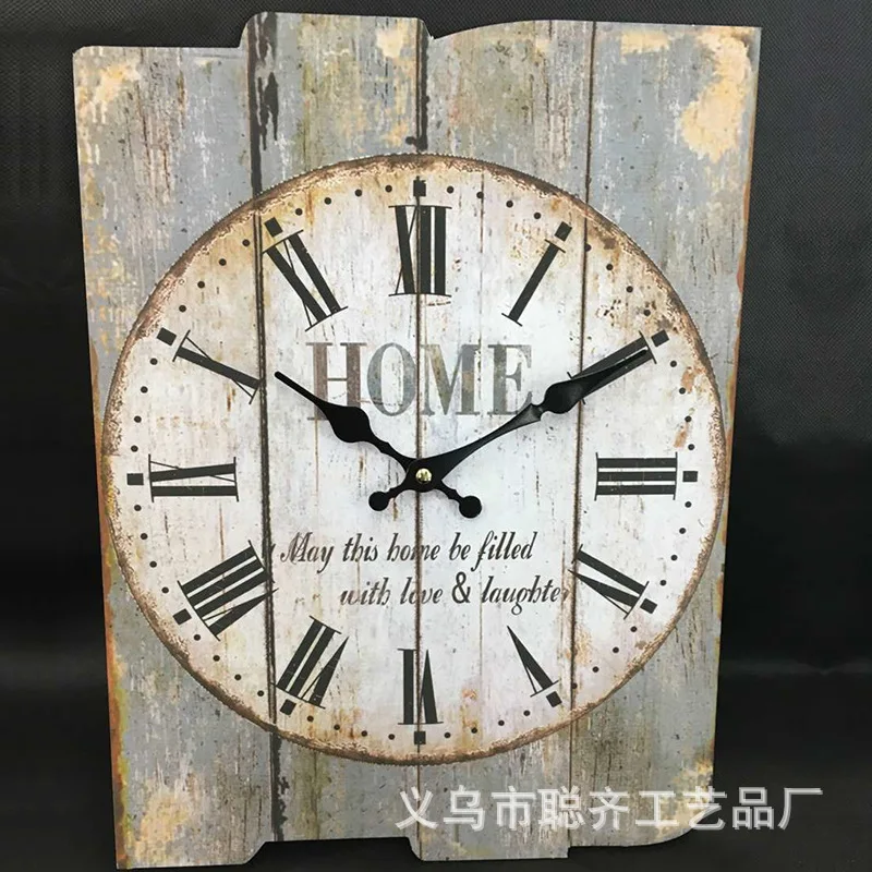 

Retro wall clock wooden nostalgic creative wall clock mute fashion shaped clock wood clock decorative clock