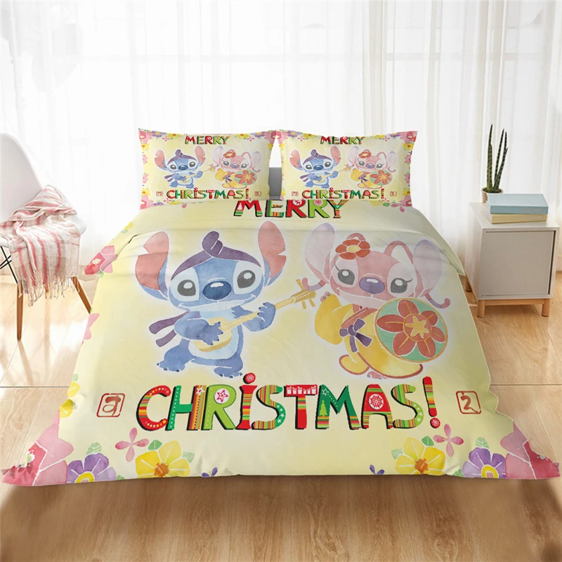 

Disney Stitch, Рождественский Комплект постельного белья, Королевский размер, пододеяльник, детское спальное одеяло, постельные принадлежности, ...