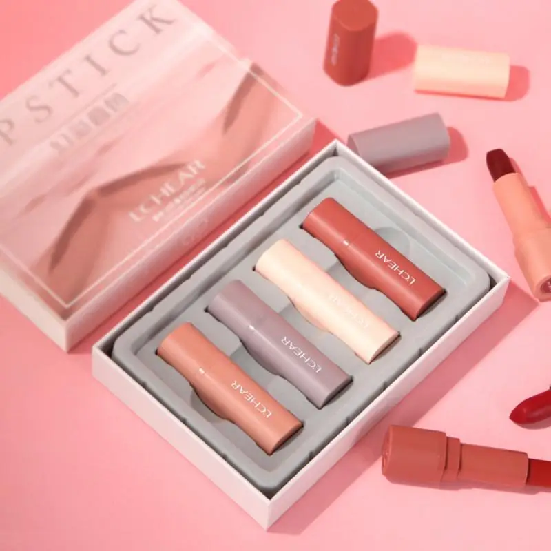 

LCHEAR 4 Packs Lipstick Makeup Lipgloss Matte Moisturizing Professional Lip Gloss Makeup Waterproof Fashion Lip Cosmetics