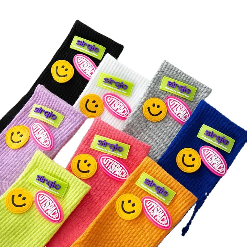 

Jingjing Hani's Daily Same Socks Smiley Face Korean Glue Brand Mid Tube Cotton Couple Bunching Socks Cute Socks funny socks
