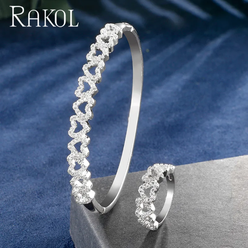 Браслет и кольцо женские ажурные с кубическим цирконием |