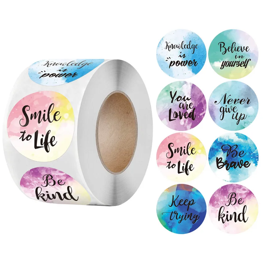 

1.5inch 500Pcs Watercolor Reward Stickers Kids Toys Gifts Package Seal Lable School Teacher Encourage student Stationery Sticker