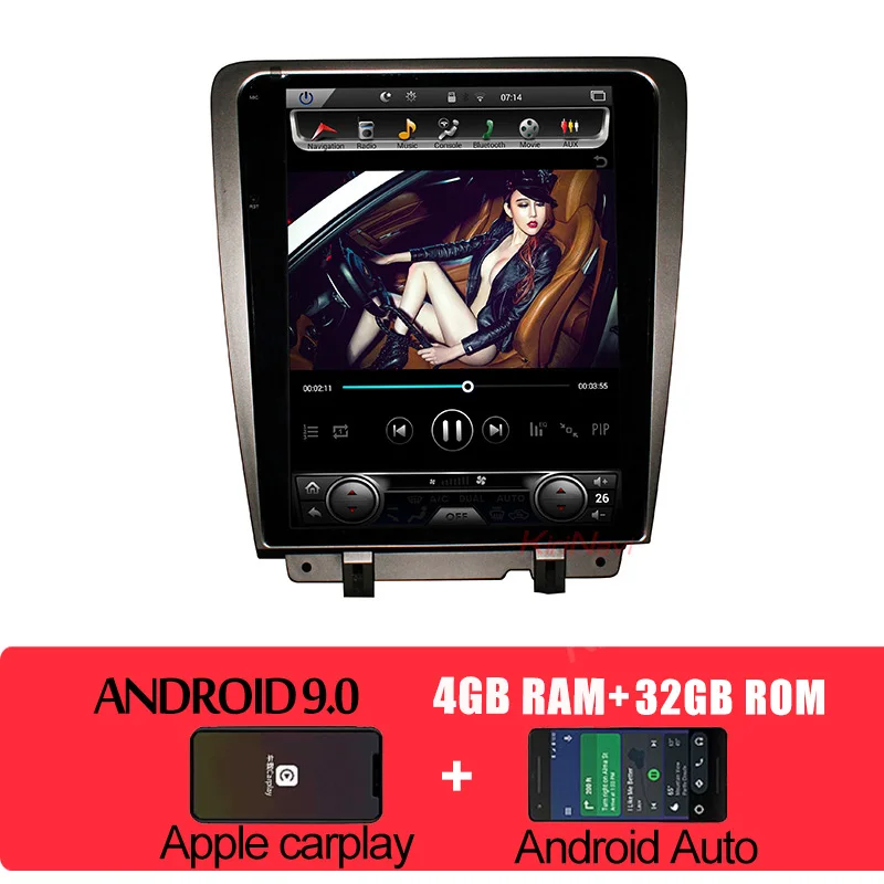android Car Radio KiriNavi вертикальный экран Tesla style 12,1 ''Android 8,1 Автомобильный мультимедийный Dvd навигатор для Ford Mustang автомобильный Радио gps 2010 - Цвет: android Car Radio