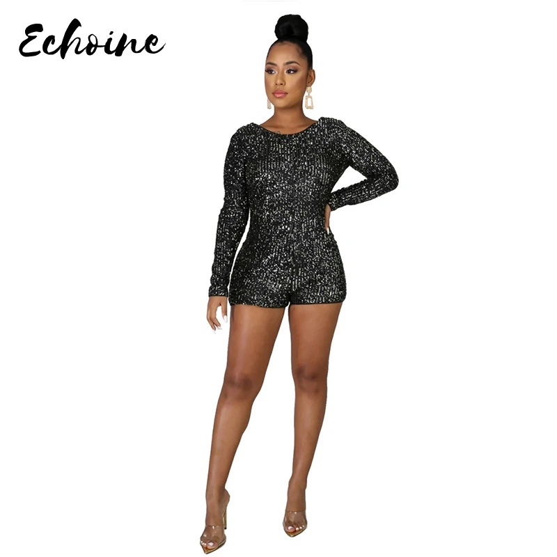 Зимние женские облегающие комбинезоны с круглым вырезом и длинным рукавом