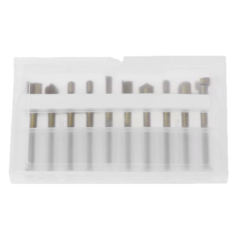

10Pcs Titanium Router Wood Milling Cutter Bits Fits Rotary Tool Set 1/8" Shank