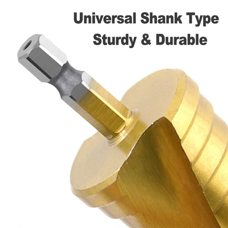 

3pcs HSS Steel Titanium Spiral Flute Step Drill Bit with Automatic Center Punch Metal Wood Cutter