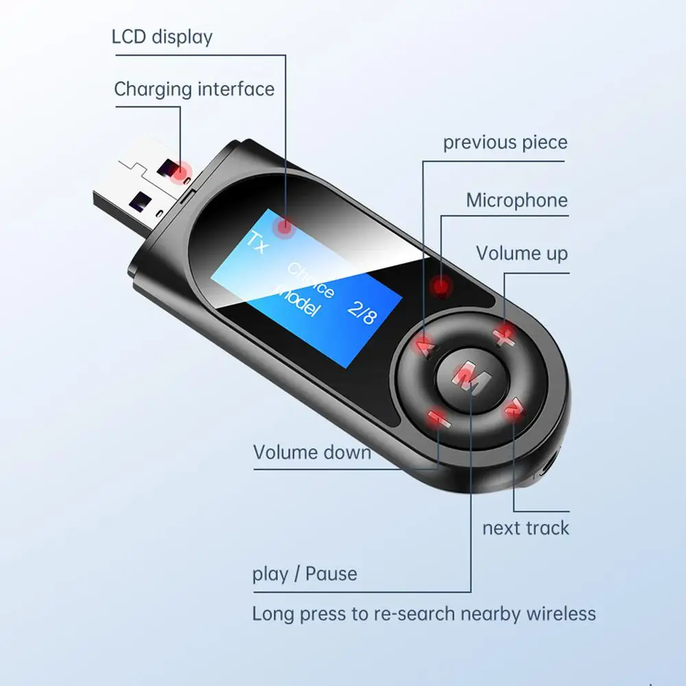 2 в 1 5 0 Bluetooth-совместимый адаптер беспроводной ЖК-дисплей USB приемник музыкальный