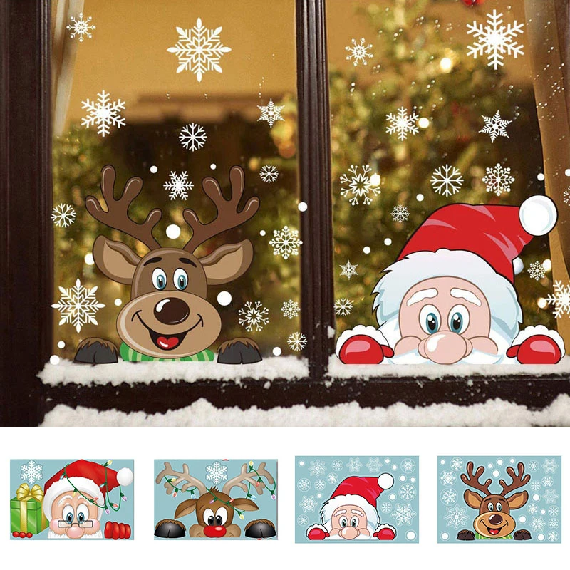 

Christmas Window Stickers Merry Christmas Decorations For Home Christmas Wall Sticker Kids Room Wall Decals New Year Stickers