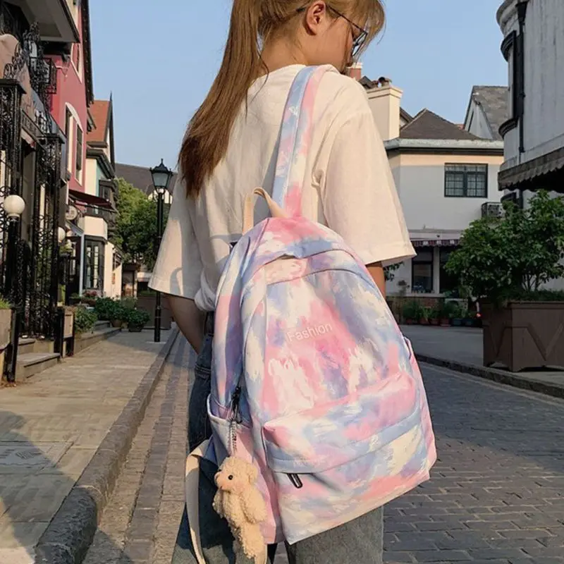 

Women Backpack Tie Dye Mixed Color School Travel Daypack for Teenager Girls